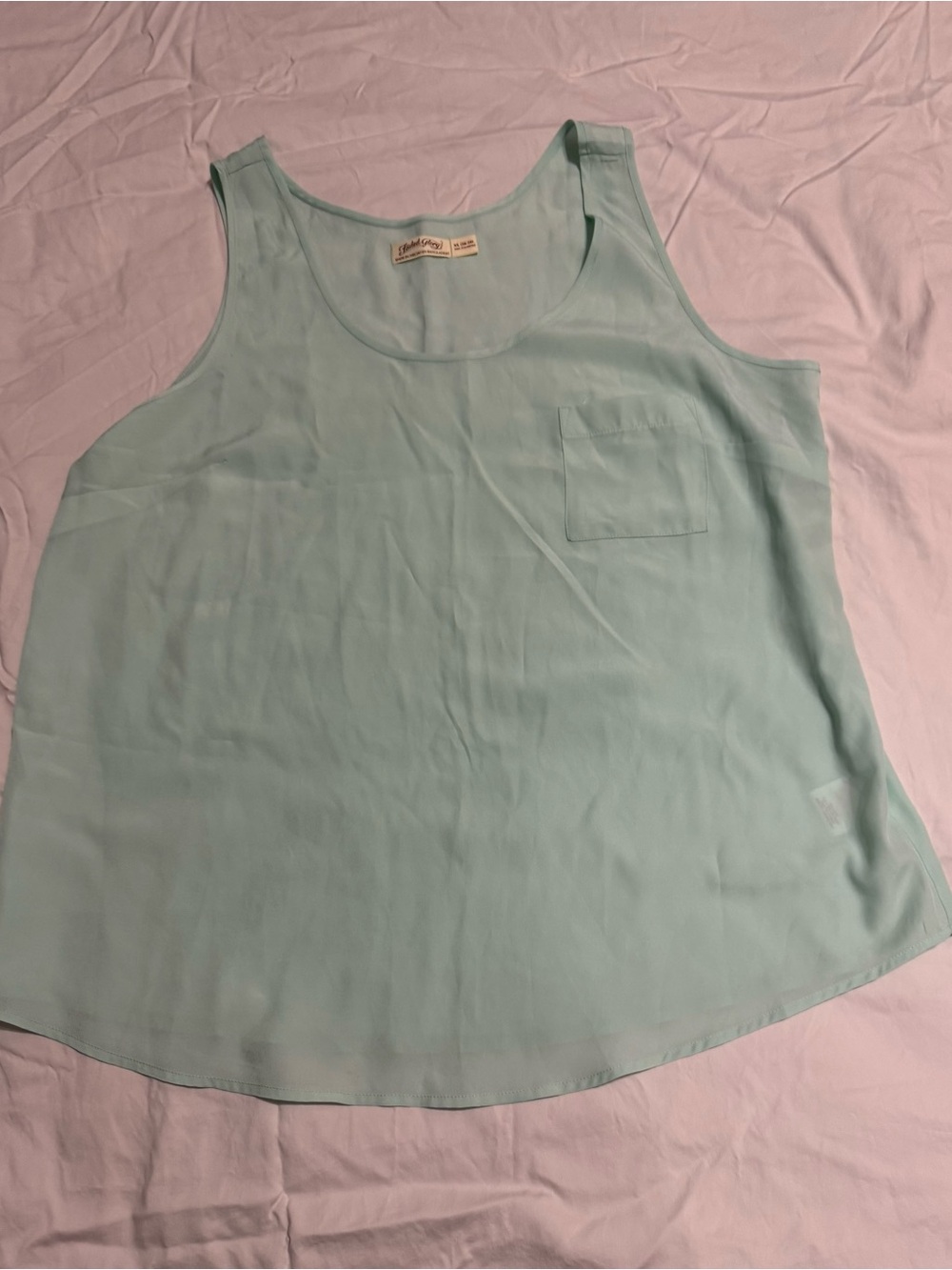 Mint Green Sleeveless Pocket Tank Top - Faded Glory - XL